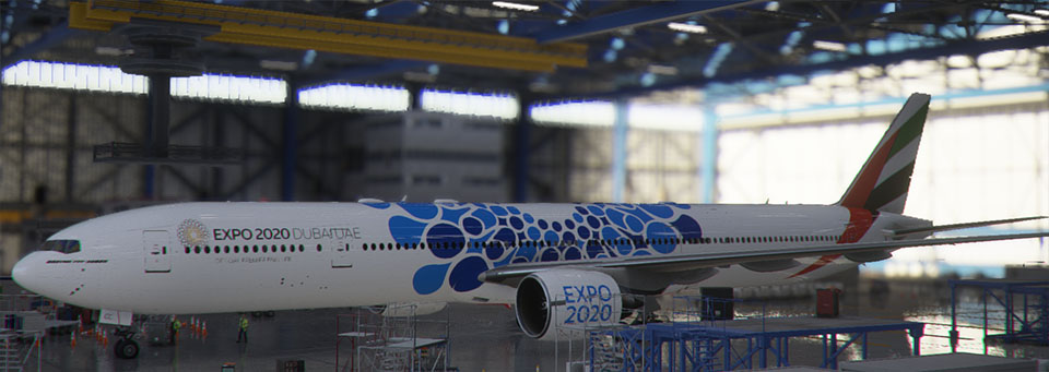 Boeing 777-300ER Emirates Expo Blue A6-ECC